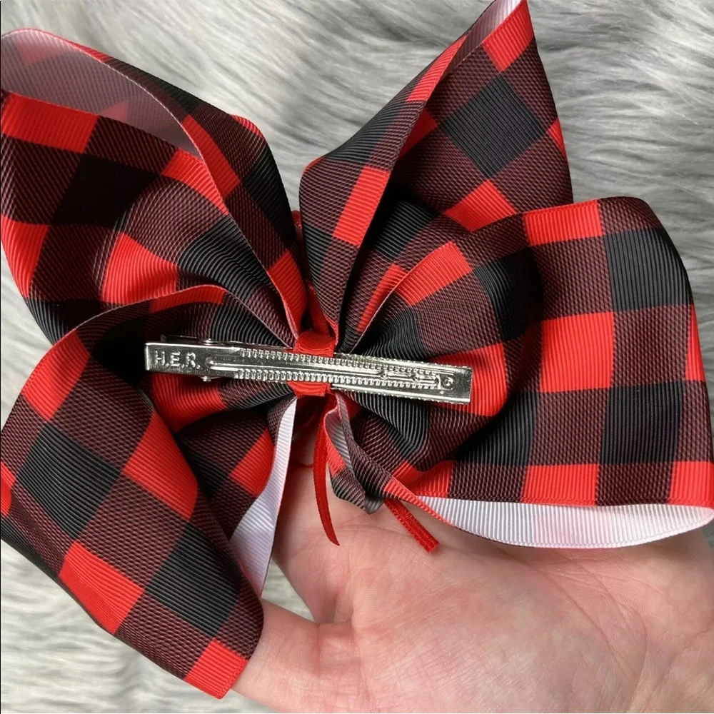 Jojo Siwa Christmas Holiday Red Black Buffalo Plaid Jingle Bell Big Bow